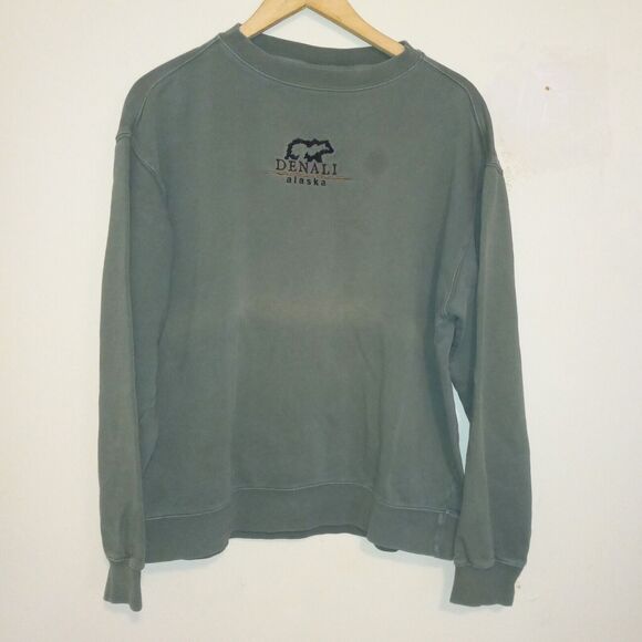 Vtg Denali Alaska Sweatshirt-Large-Embroidered Bear-Suttons Sportswear-Distresse - Picture 1 of 9